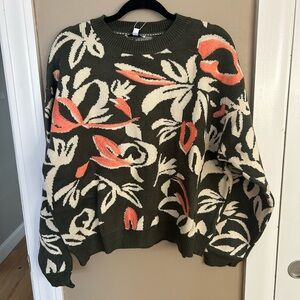 Baltic Born Floral Sweater - Olive and Coral